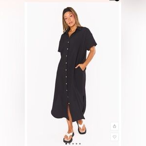 Show Me Your MuMu Black Button-Down Dress